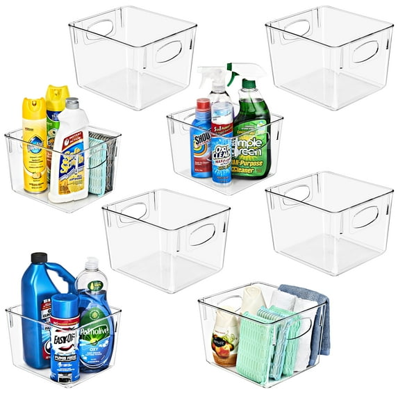 Sorbus Cleaning Supplies Organizer - Clear Containers for Organizing Cleaning Supplies Under the Sink - Clear Bins for Organizing Kitchen and Bathroom Essentials - Clear Plastic Storage Bins (8Pack)
