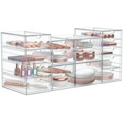 Sorbus Clear Acrylic Makeup Organizer, 4-Piece Stackable Storage, 16 Drawers