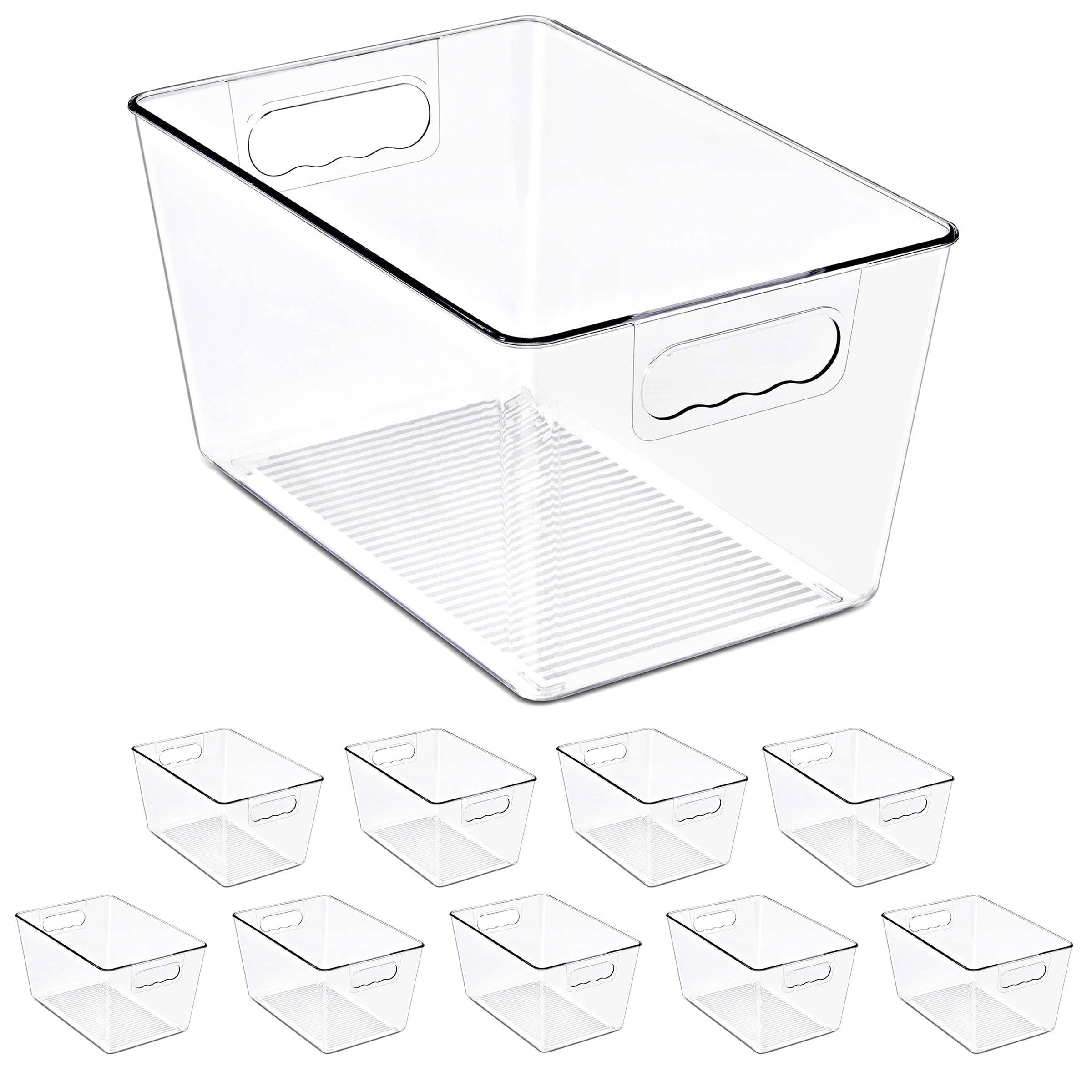 Sorbus Clear BPA-Free Storage Bins with Handles, Large Plastic Organizers, Set of 10