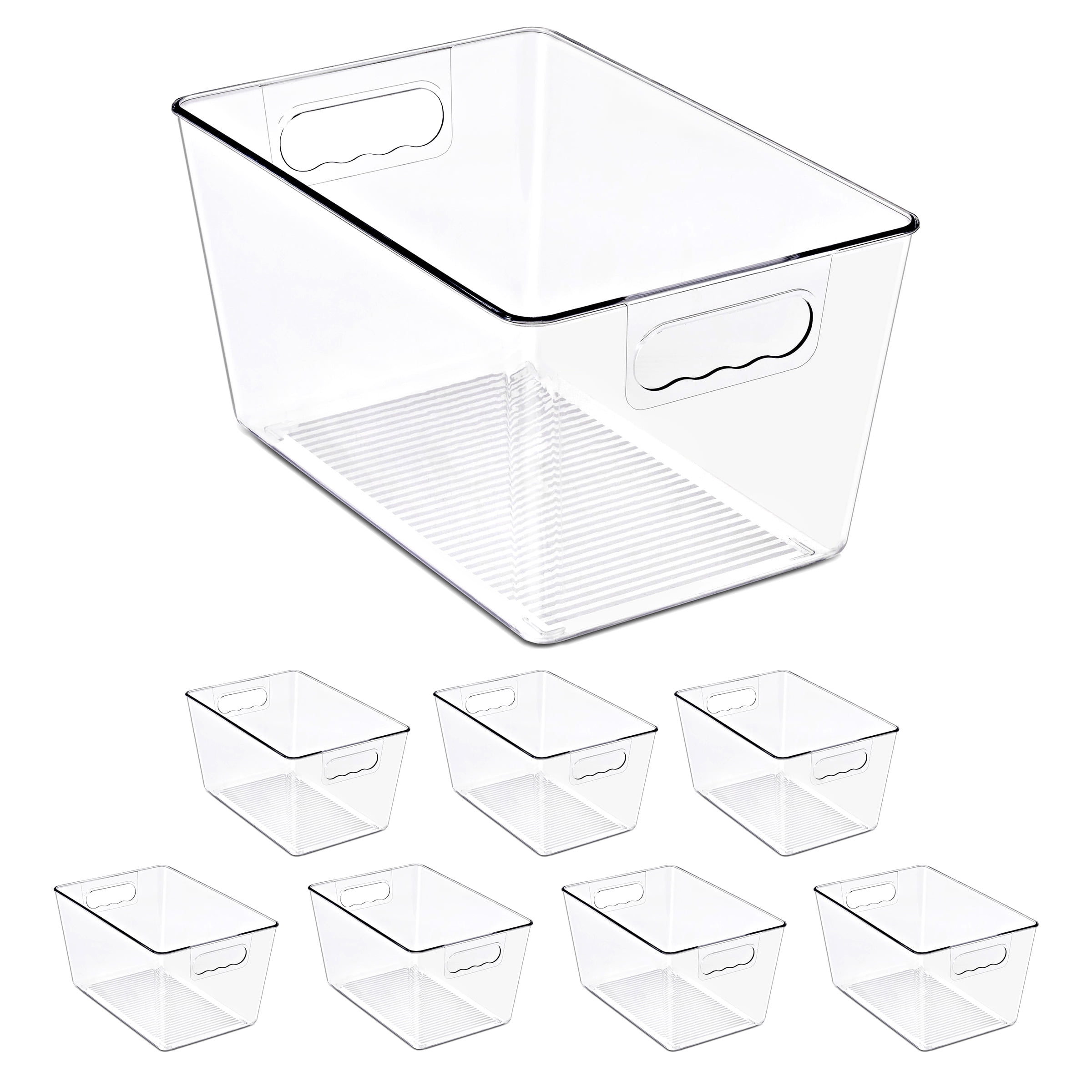 Sorbus Clear BPA-Free Storage Bins with Handles, Large Plastic Organizers, Set of 8