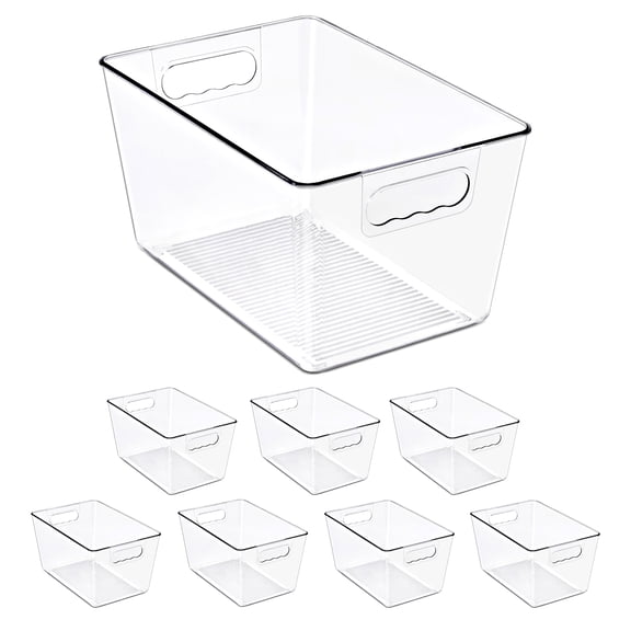 Sorbus Clear BPA-Free Storage Bins with Handles, Large Plastic Organizers, Set of 8