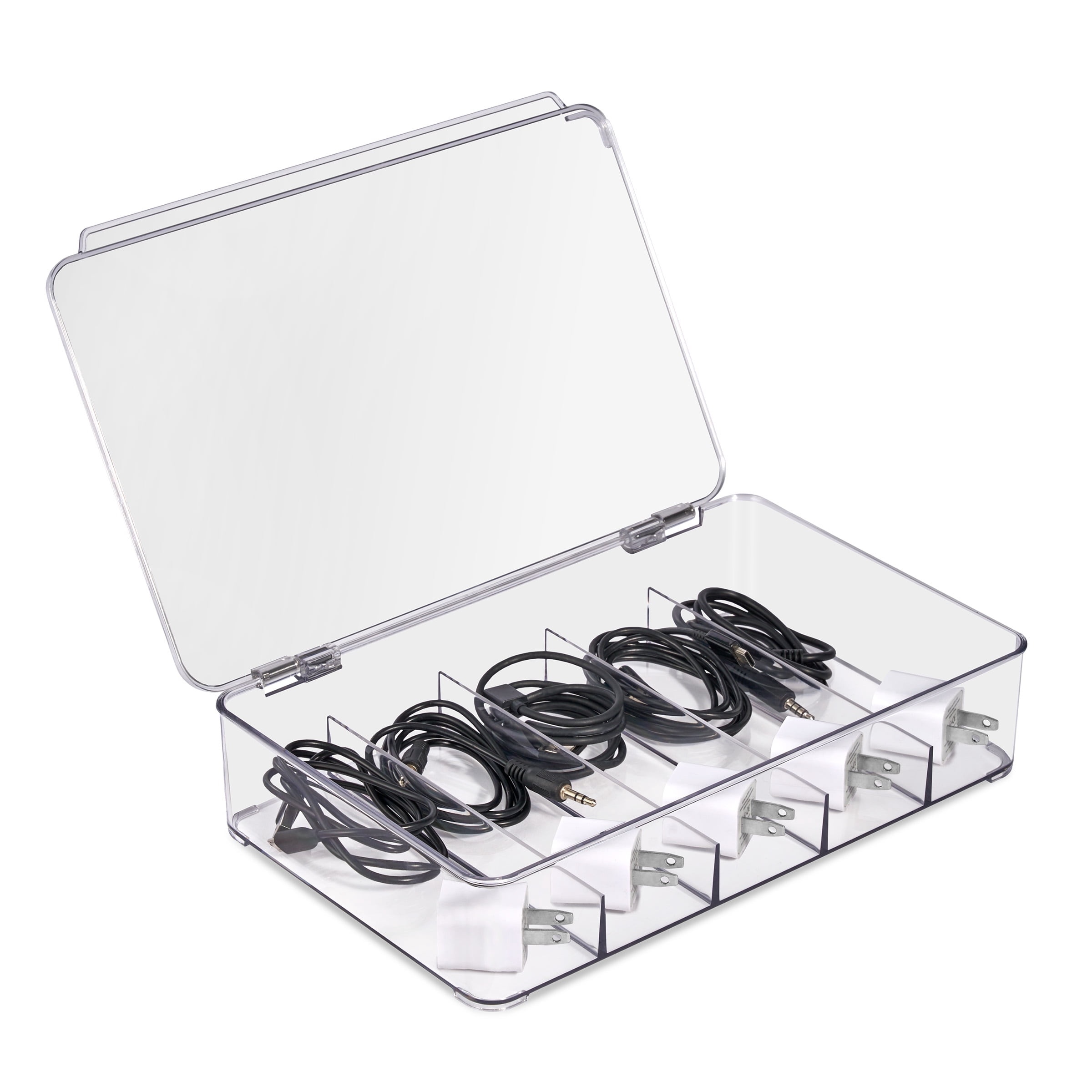 Sorbus Clear Cable Organizer Boxes with Lid for Chargers & Accessories