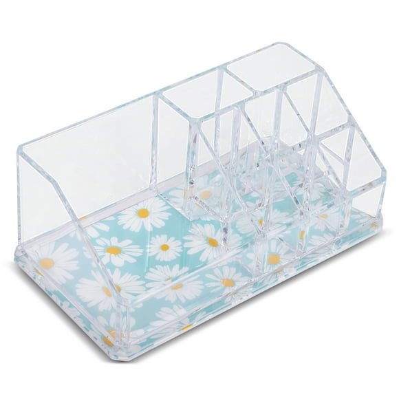 Sorbus Clear Floral Mini Makeup Organizer, 9-Slot Cosmetic Storage
