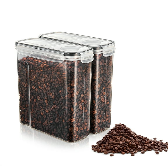 Sorbus Clear Plastic 2-Pack Airtight Coffee Bean Storage Container Set with Easy-Access Lids - Keeps Coffee Beans Fresh, BPA-Free