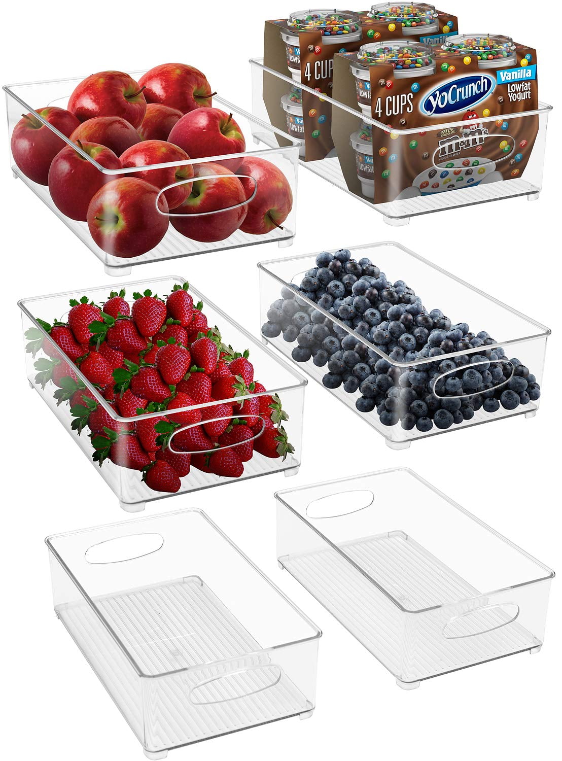 Clear Medium Stackable Storage Bins with Handles, 6-Pack