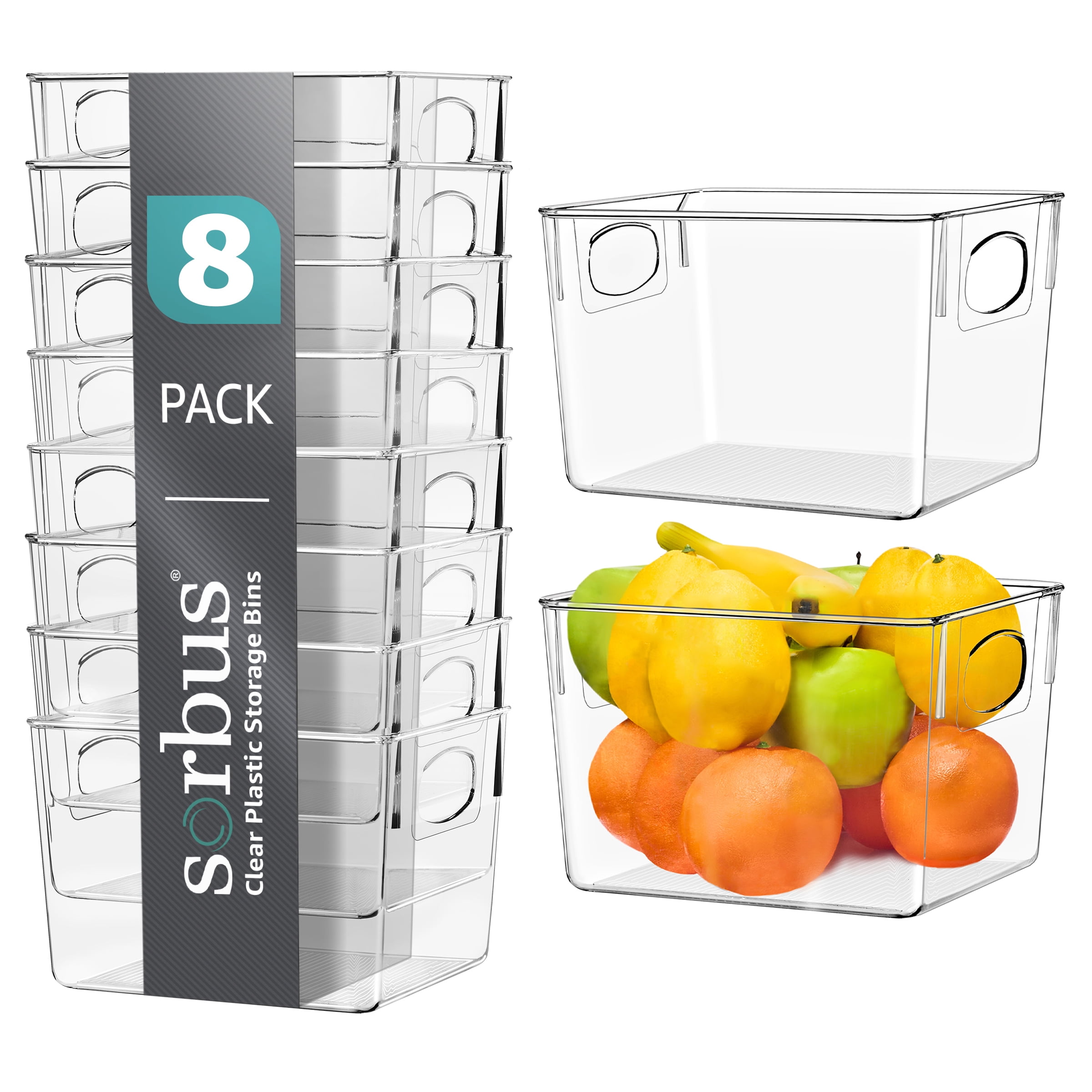Medium Clear BPA-Free Plastic Stackable Storage Bins Set with Lids