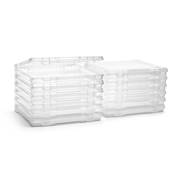 Sorbus Clear Slim Portable Project Case with Snap Closure, Stackable Organizer, 12 Pack