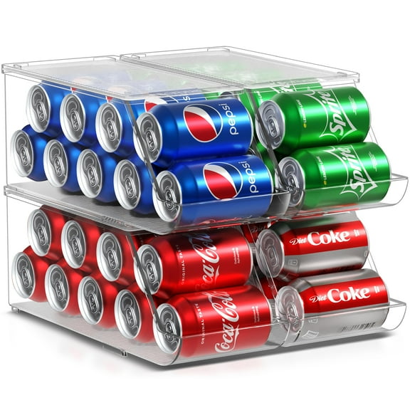 Sorbus Clear Soda Can Organizer Refrigerator Bin Shelf - 9 Can Drink Dispenser (4 Pack, 36 Cans)