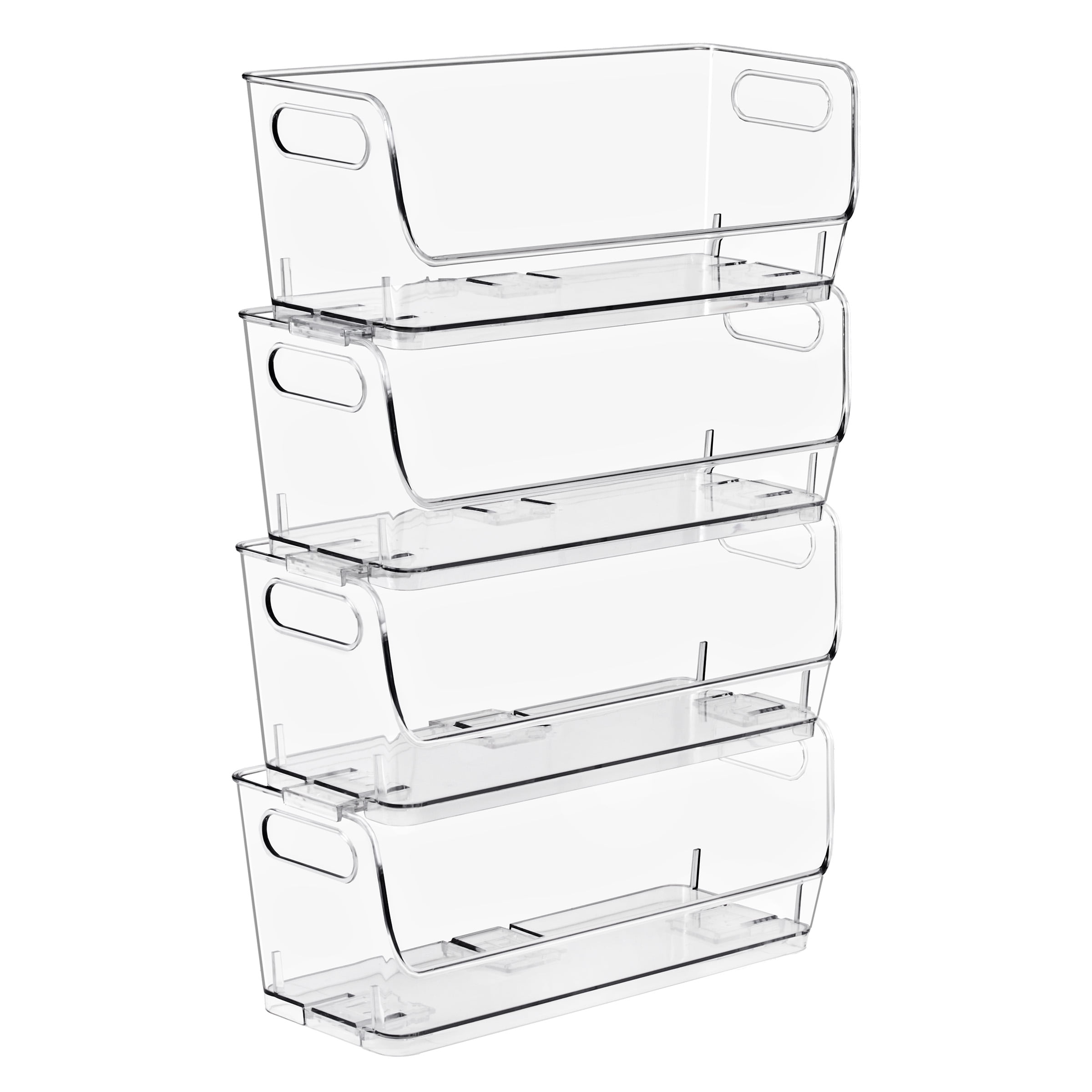Sorbus Clear Stackable Narrow Storage Bins, Small Open-Front Acrylic Pantry Organizers, 4 Pack