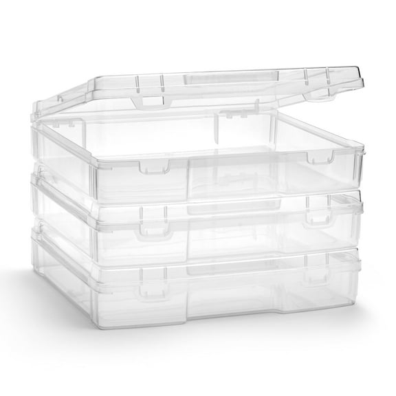 Sorbus Clear Stackable Project Case with Snap-Tight Closure for Crafts & Board Games, 3 Pack