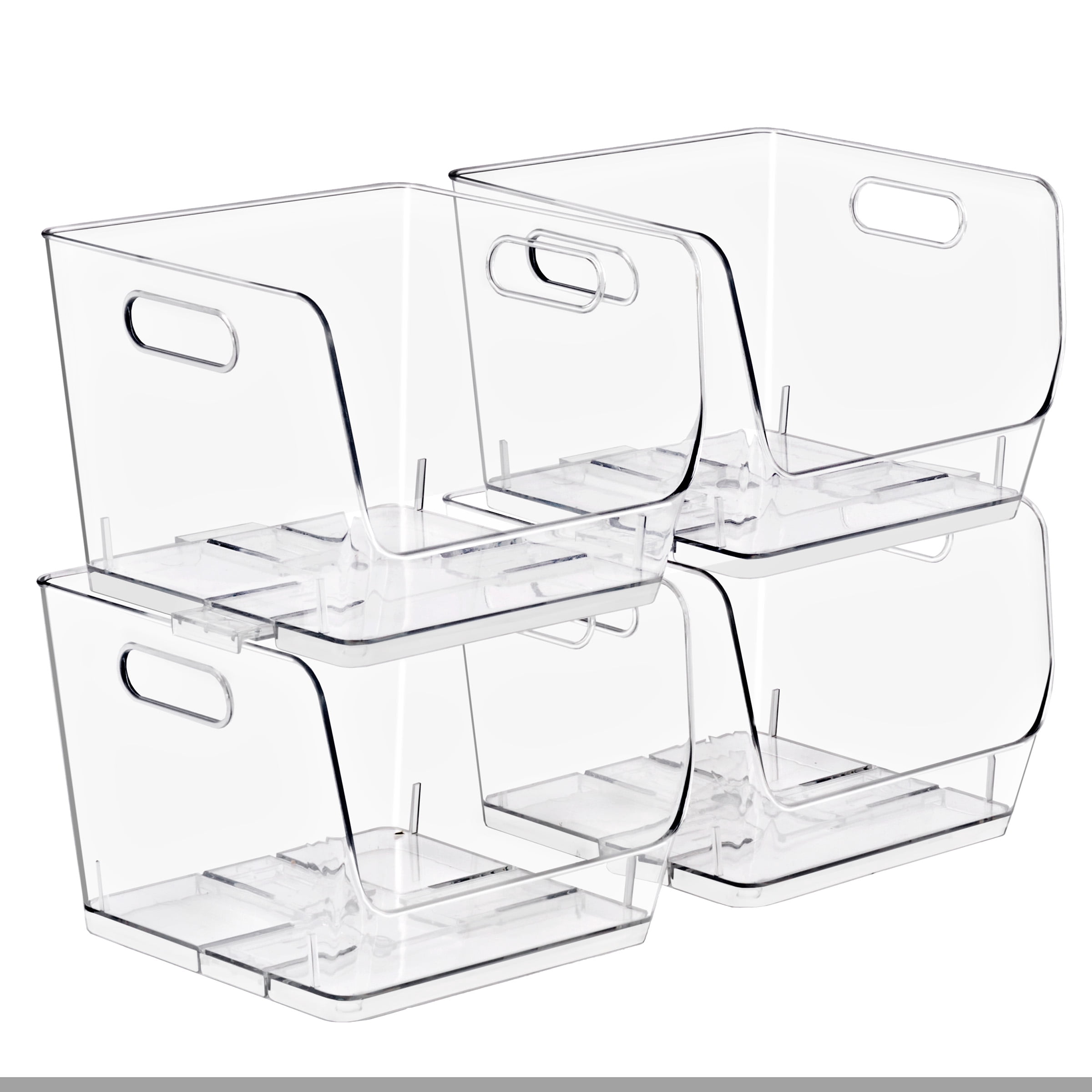 Sorbus Clear Stackable Square Storage Bins, Medium Open-Front Acrylic Pantry Organizers, 4 Pack