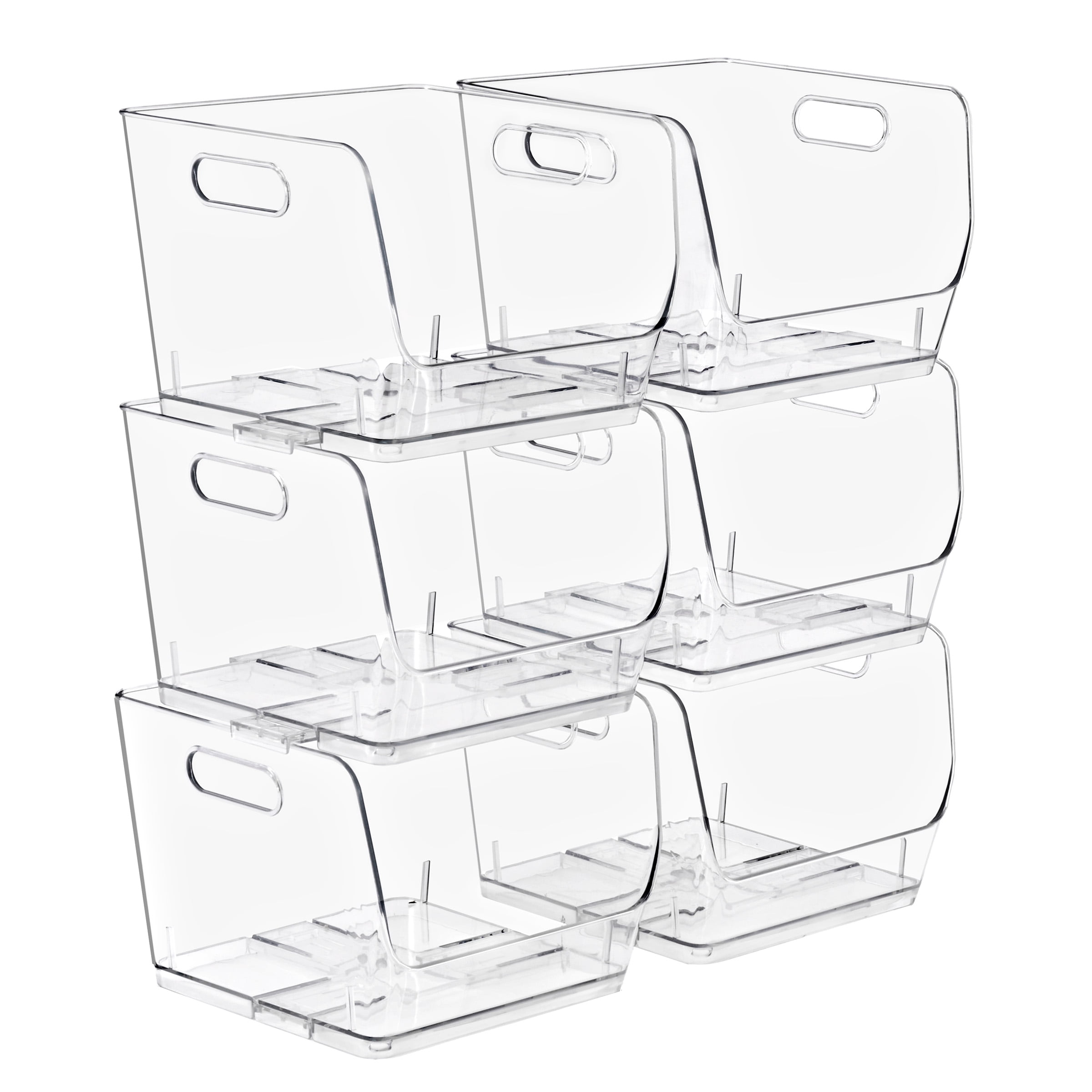 Sorbus Clear Stackable Square Storage Bins, Medium Open-Front Acrylic Pantry Organizers, 6 Pack