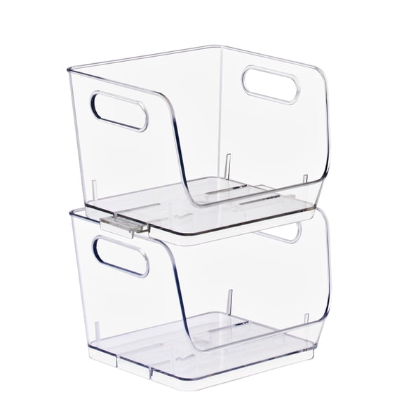 Sorbus Clear Stackable Square Storage Bins, Small Open-Front Acrylic Pantry Organizers, 2 Pack