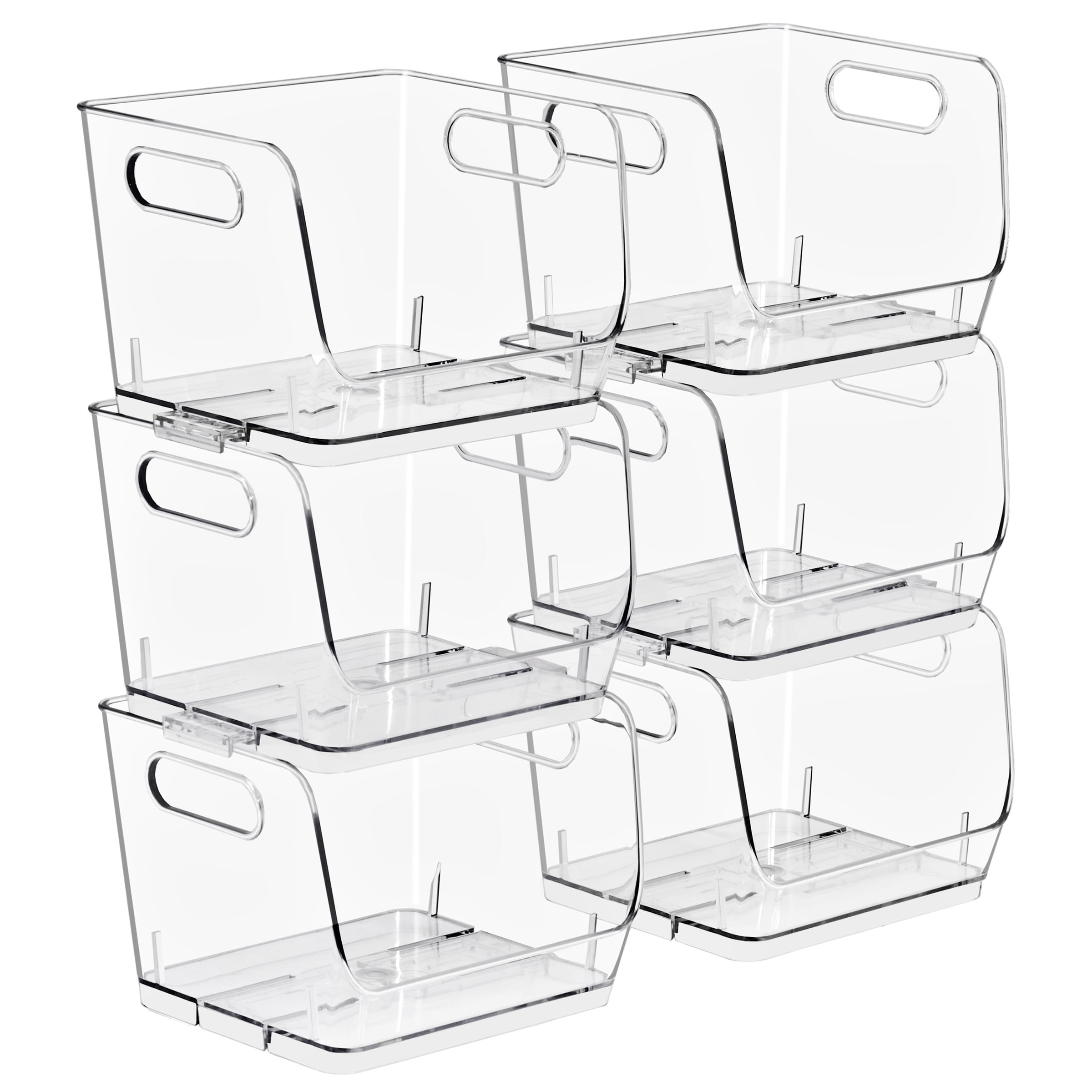Sorbus Clear Stackable Square Storage Bins, Small Open-Front Acrylic Pantry Organizers, 6 Pack