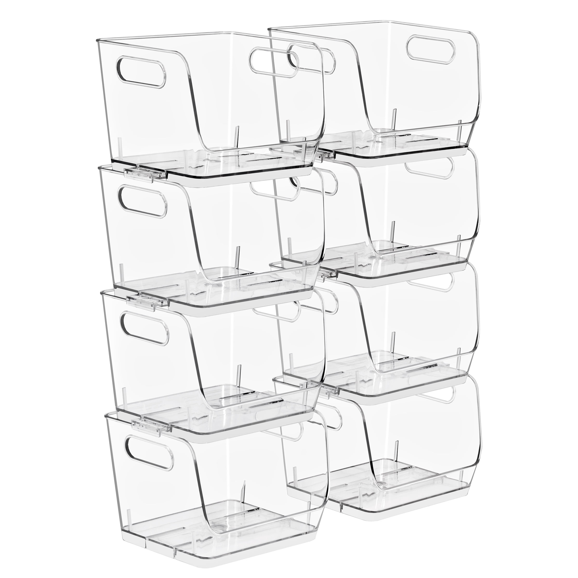 Sorbus Clear Stackable Square Storage Bins, Small Open-Front Acrylic Pantry Organizers, 8 Pack