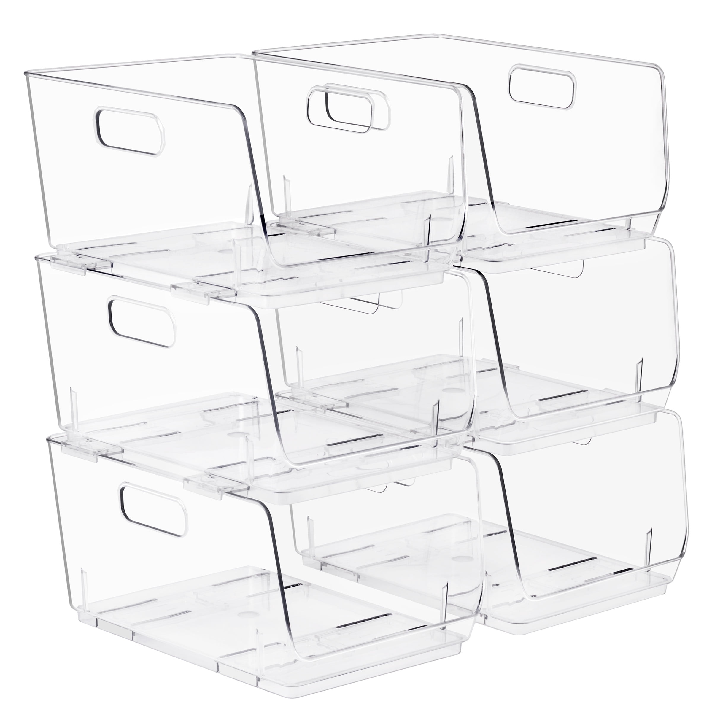 Sorbus Clear Stackable Storage Bins, Medium Open-Front Acrylic Pantry Organizers, 6 Pack