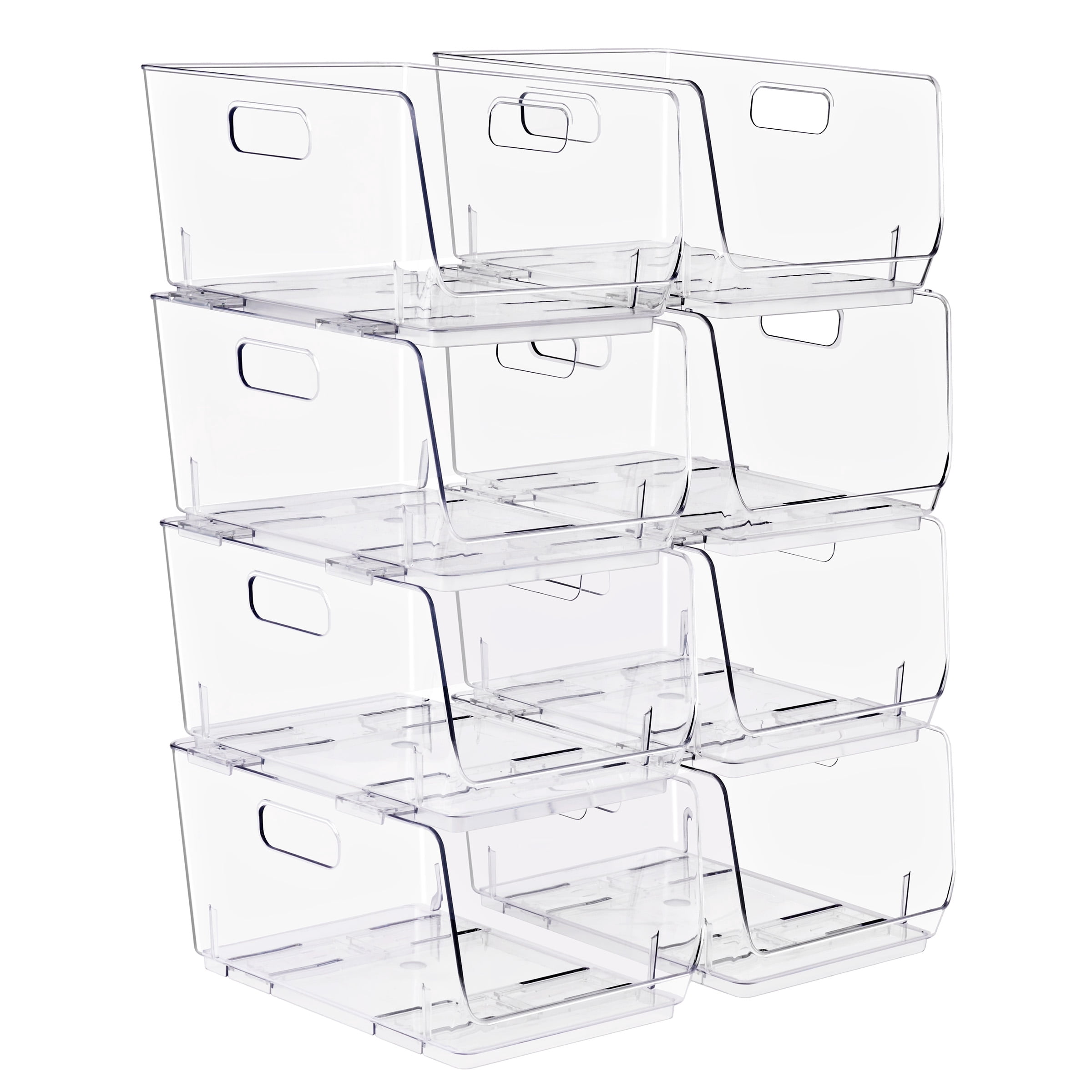 Sorbus Clear Stackable Storage Bins, Medium Open-Front Acrylic Pantry Organizers, 8 Pack