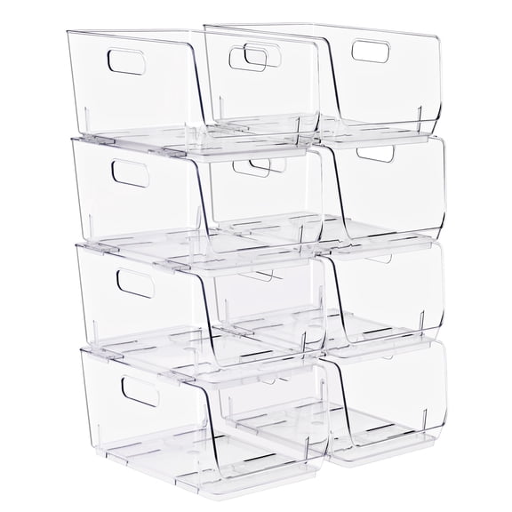 Sorbus Clear Stackable Storage Bins, Medium Open-Front Acrylic Pantry Organizers, 8 Pack