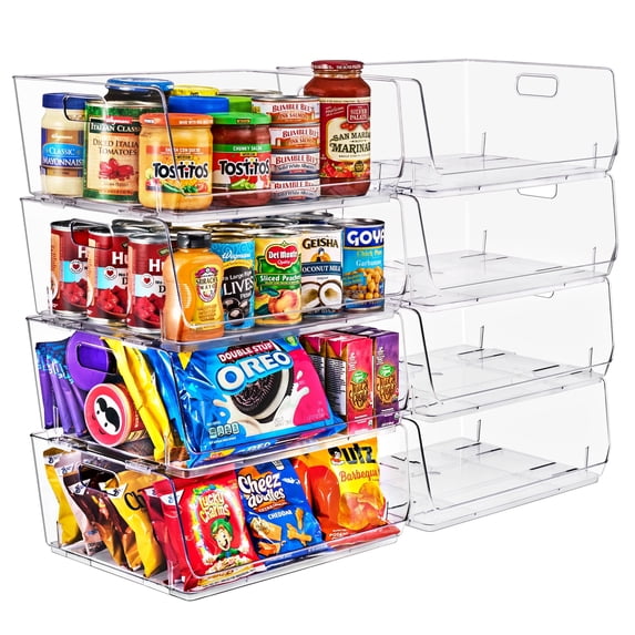 Sorbus Clear Stackable Storage Bins, Open Front Acrylic Pantry Organizer, Large 8 Pack