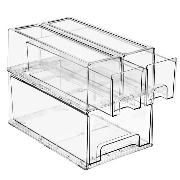 Sorbus Clear Stackable Storage Drawers – 1 Large & 2 Small Plastic Organizer Bins with Handles for Home, Kitchen, Bathroom, Closet & Office