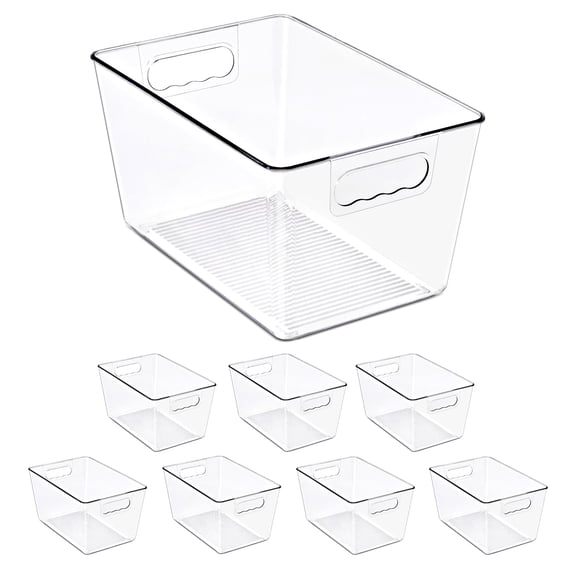 Sorbus Clear Storage Bins, 8-Pack Large BPA-Free Organizers with Handles