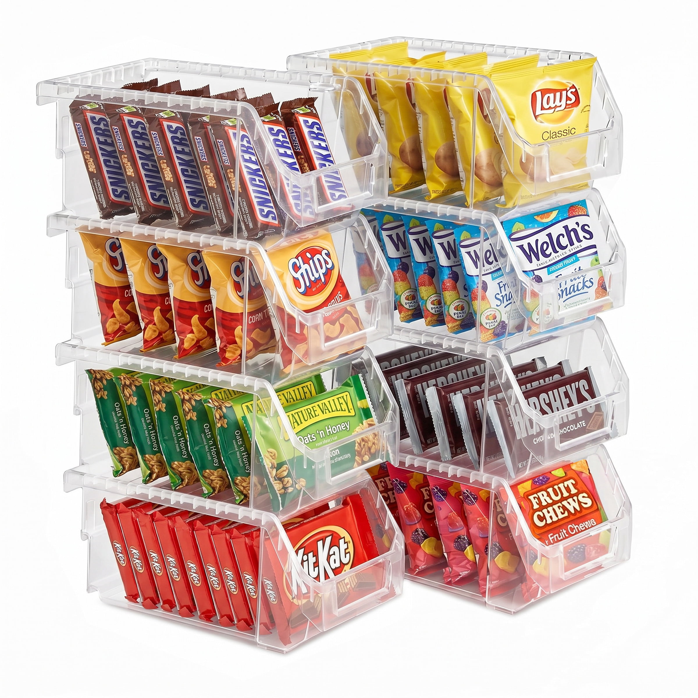 Sorbus Clear Storage Bins, 8 Pack, Stackable Open Front Organizers for Pantry, Closet and Office Use