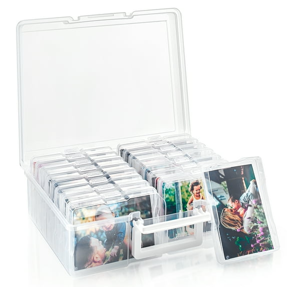 Sorbus Clear Storage Box with 16 Cases (4" x 6") – Organizer for Photos, Crafts & Small Items