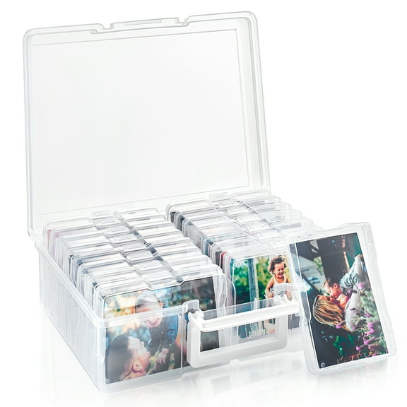 Sorbus Clear Storage Box with 16 Cases (4" x 6") Organizer for Photos, Crafts & Small Items