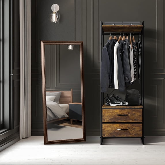 Sorbus Clothing Rack with Drawers - Clothes Stand Dresser - Wood Top, Steel Frame, & Fabric Drawers - Tall Closet Storage Organizer - Stand Alone Garment Rack for Hanging Shirts, Dresses.
