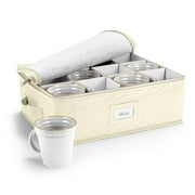 Sorbus Coffee Mug and Glass Organiser - Storage Mug Boxes for Shipping - Coffee Mug Organizer Mug Display Storage Case Protective Quilted Exterior with Label Windows Handles & Dividers (Fits 12 Mugs)