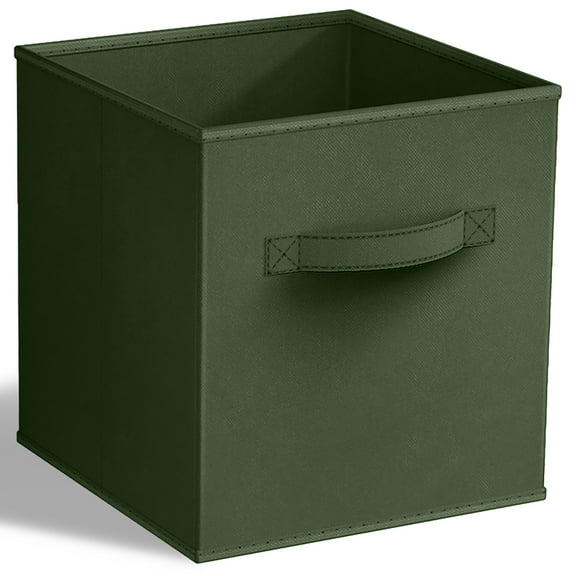 Sorbus Collapsible Fabric Cube Storage Bin (10.5" x 10.5"), Dark Green