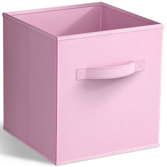 Sorbus Collapsible Fabric Cube Storage Bin (10.5" x 10.5"), Pastel Pink