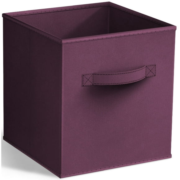Sorbus Collapsible Fabric Cube Storage Bin (10.5" x 10.5"), Purple