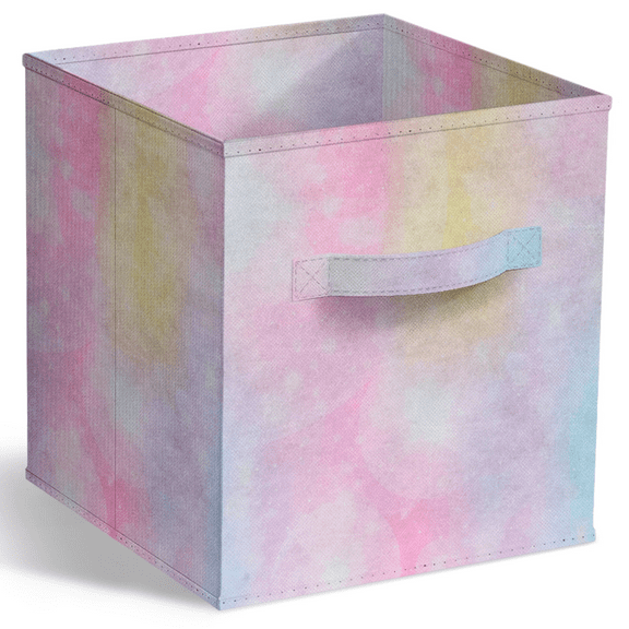 Sorbus Collapsible Fabric Cube Storage Bin (10.5" x 10.5"), Rainbow Sparkle