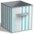 thumbnail image 1 of Sorbus Collapsible Fabric Cube Storage Bin (10.5" x 10.5"), Vertical Stripe Pattern, Aqua, 1 of 6