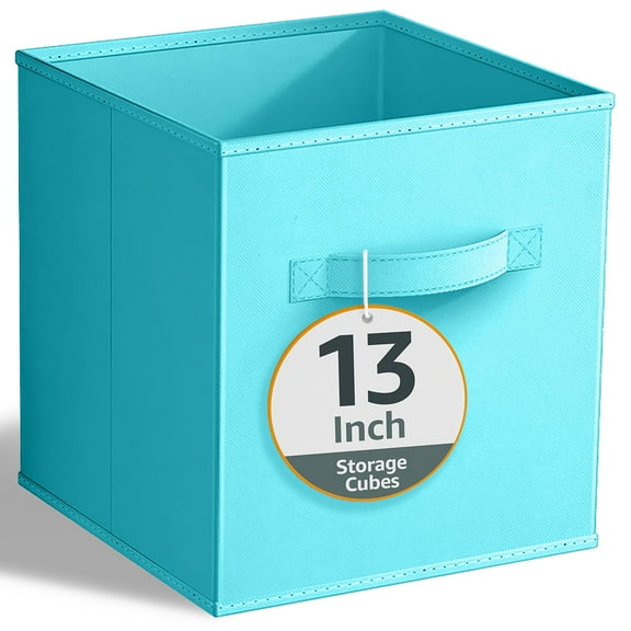 Sorbus Collapsible Fabric Cube Storage Bin (13" x 13"), Aqua