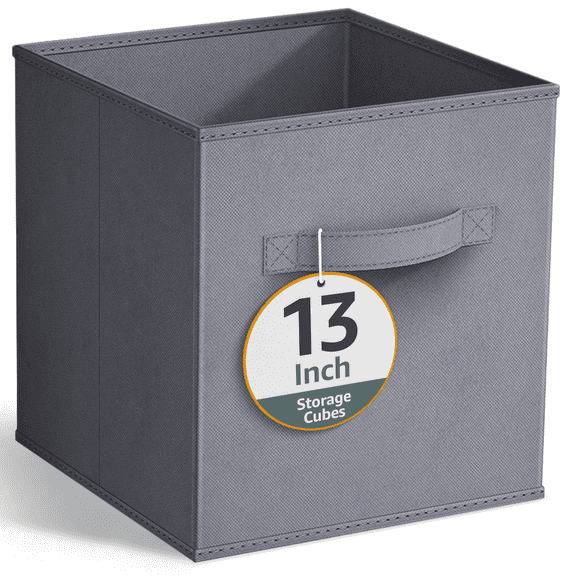 Sorbus Collapsible Fabric Cube Storage Bin (13" x 13"), Gray