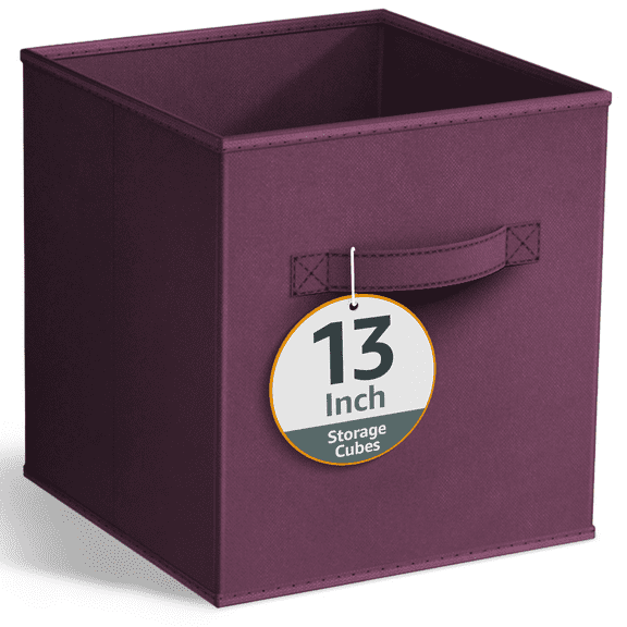 Sorbus Collapsible Fabric Cube Storage Bin (13" x 13"), Purple