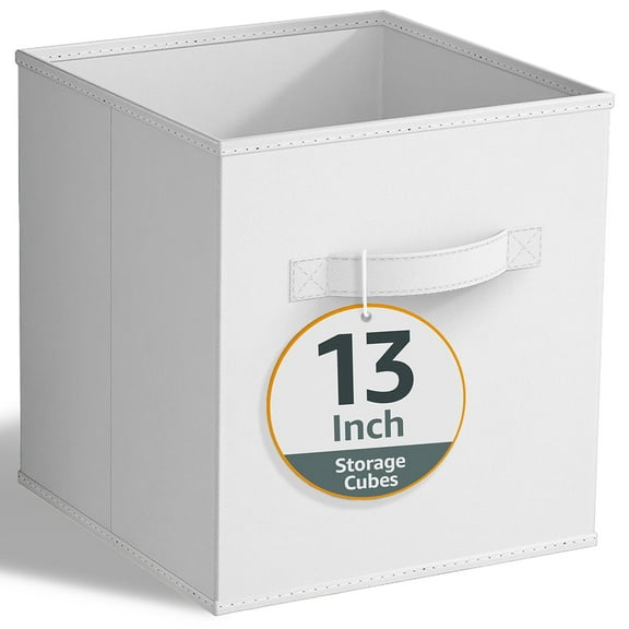 Sorbus Collapsible Fabric Cube Storage Bin (13" x 13"), White