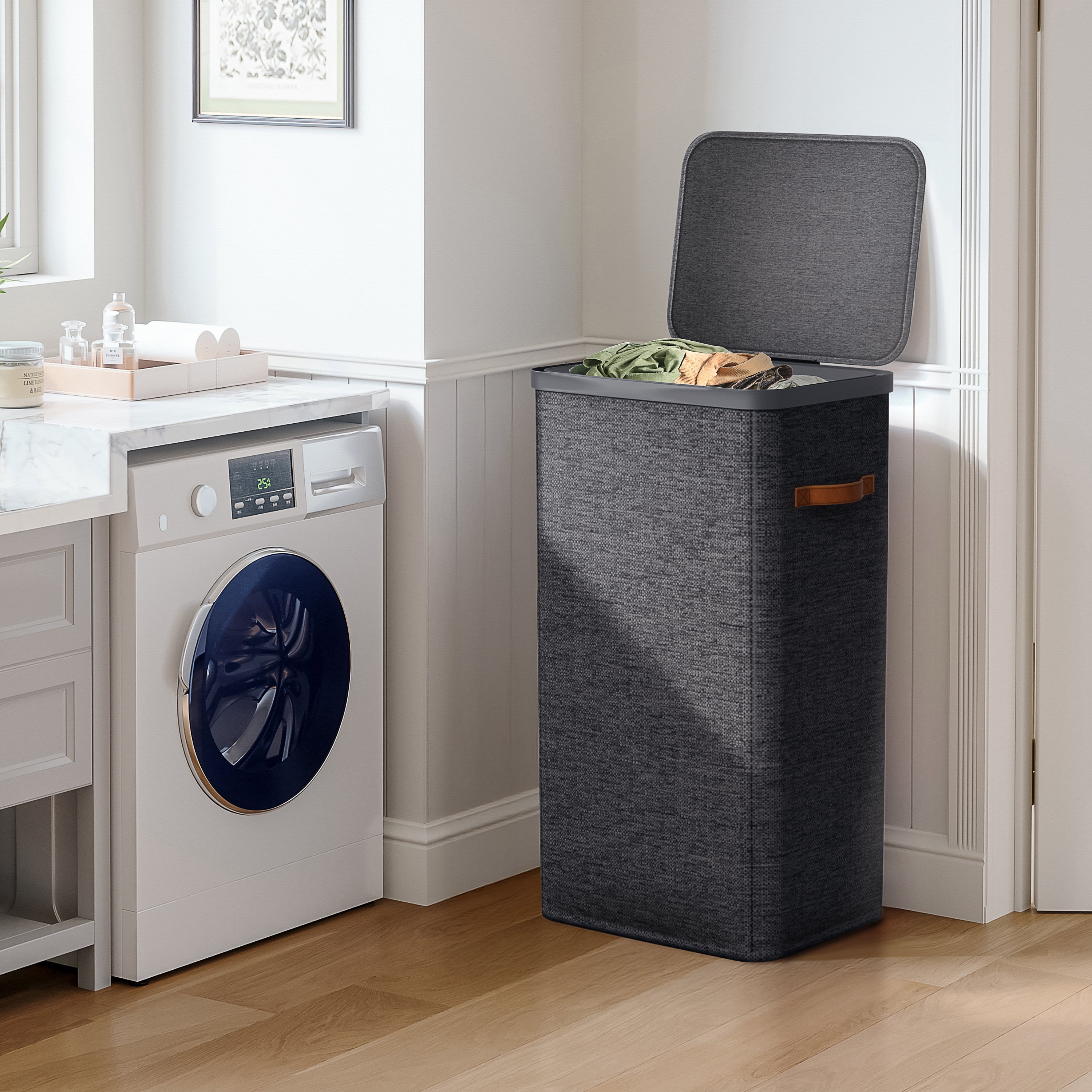 Sorbus Collapsible Fabric Laundry Hamper 2-Pack with Removable Bag, 1 Compartment, Black