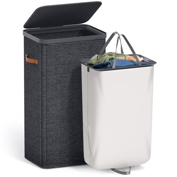 Sorbus Collapsible Fabric Laundry Hamper with Removable Bag, 1 Compartment, Black