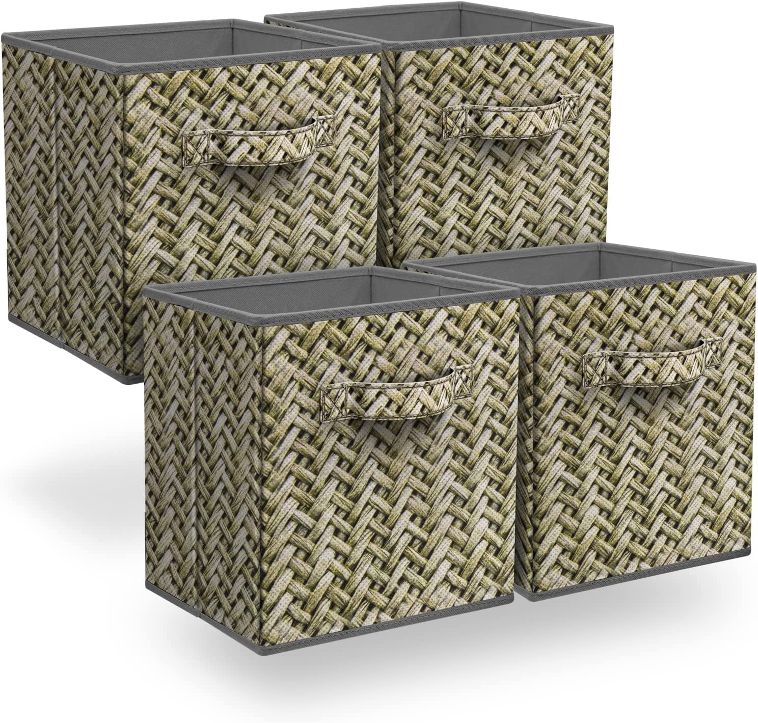Sorbus 11" Gray and Beige Collapsible Fabric Storage Cubes