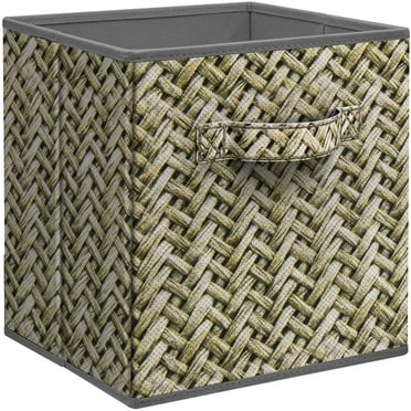 Sorbus Collapsible Fabric Storage Bin with Handles – Foldable Organizer Cubes for Closet - Cubby Basket with Woven Design - Bedroom, Living Room, and Dorm Organization, Gray