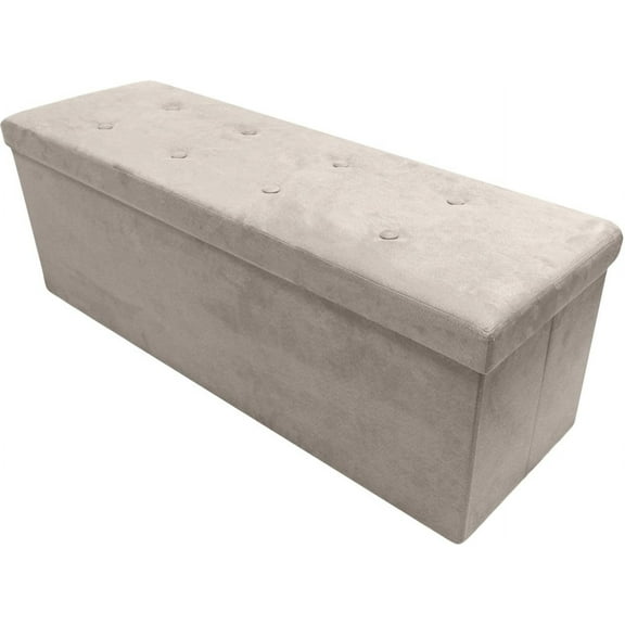 Sorbus Collapsible/Foldable Faux Suede Storage Bench Chest/Ottoman with Cover- Beige