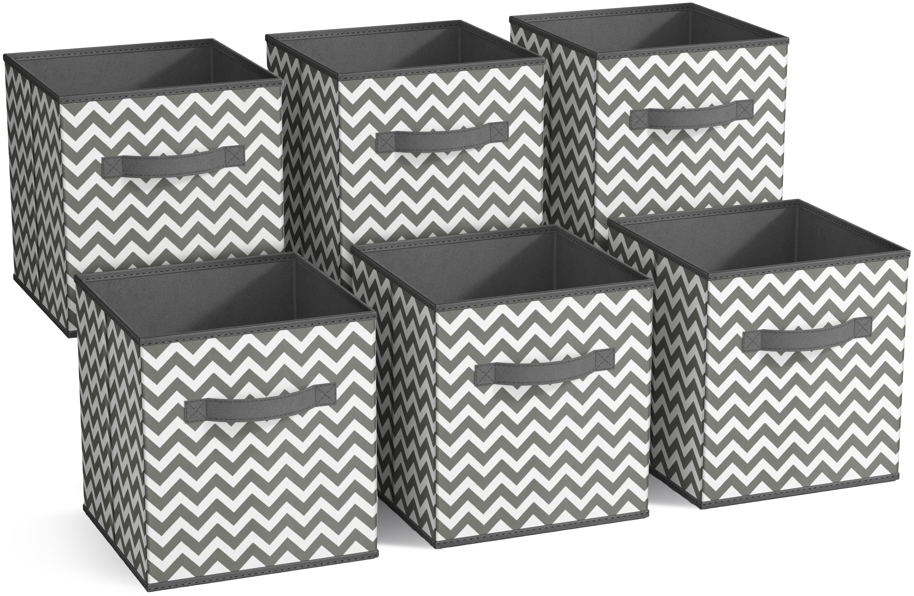 Sorbus Collapsible Storage Cube Bins, 6-Pack, Gray Chevron Fabric Storage Organizers