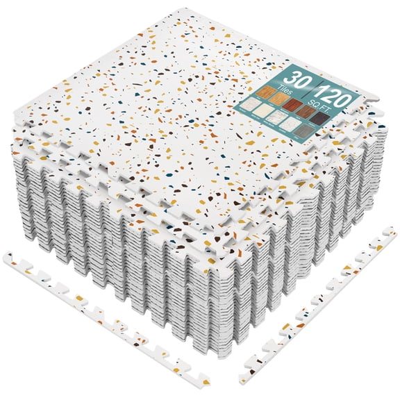 Sorbus Confetti Foam Floor Tiles, 30 Pieces, 120 Sq Ft, Interlocking Mats