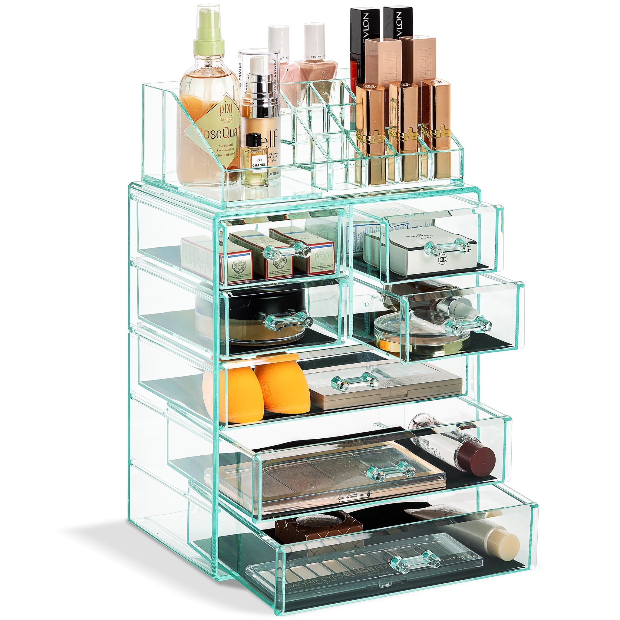 Large Capacity Bathroom Organizer Lidded Make up Case Versatile Makeup  Shelf Jewelry Container Bathroom Vanity Tray for Countertop Dresser Clear