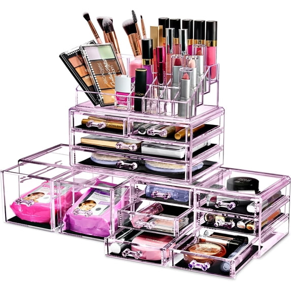Sorbus Cosmetic Makeup and Jewelry Storage Case Tower Display Organizer - Spacious Design - Great for Bathroom, Dresser, Vanity and Countertop (Purple)