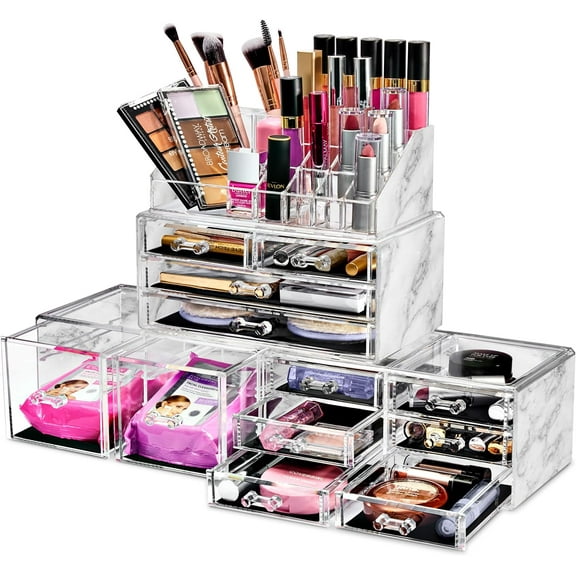Sorbus Cosmetic Makeup and Jewelry Storage Case Tower Display Organizer - Marble