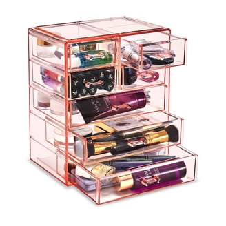 Egg-Shaped Makeup Organizer With Lid - Large Skincare & Cosmetic Storage Box With Handle, 3 Compartments For Vanity, Bathroom, Or Travel (Pink) 7 thumbnail image